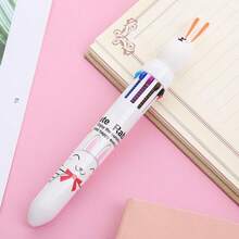 1PC Cute Cartoon 10-Color Ballpoint Pen,Lovely Rabbit Multi-Color Retractable Pen,High Aesthetic Handwriting & Graffiti Pen,Student School Stationery - Multicolor - View 9