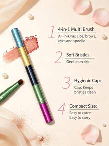 1/2Pcs 4-In-1 Portable Makeup Brush Set, Lightweight Detachable Design, Multi-Functional Powder Brush, Including Eyebrow, Lip, Lash & Eyeshadow Brushes, Travel Essential Daily Beauty Accessory, Ideal Makeup Gift, Christmas Gifts - Multicolor - View 4
