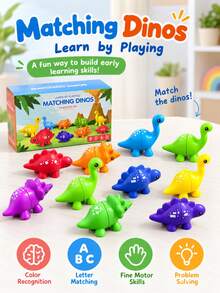 Dinosaur Letter Matching Plug-In Toy Children Cognitive Letter Number Pattern Educational Assembly Early Learning Toy Children Dinosaur Plug-In Matching Toy Letter Number Pattern Cognitive Hands-On Assembly Educational Teaching Aid - Multicolor - View 8