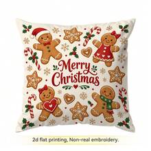 4pcs/1pc Christmas Gingerbread Man Pattern Pillow Case Without Insert, Single-Sided Printed Pillow Case, Suitable For Living Room, Bedroom, Home Decor, All-Season Pillow Case - Multicolor - View 13