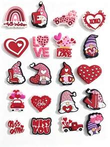 20PCS Sweet Love Heartbeat Shoe Charms, Romantic Heart Shapes, Decor For Shoes & Bags - Multicolor - View 2