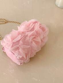 Girls' 3D Mesh Rose Cylinder Small Bag, Sweet Floral Chain Crossbody Purse, Decorative Coin Purse For Little Girls - A - View 7
