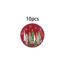 10/20/50/80 Pcs,Winter Holiday Merry Christmas Disposable Tableware Set,Red Green Christmas Tree Pattern 7 Inch & 9 Inch Paper Plates Napkins And 9oz Cups,Party Decor Supplies For Pre-Xmas Family Feast,Winter Solstice Dinner - Multicolor - View 11
