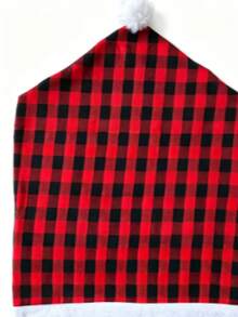 1pc Christmas Chair Cover Red & Black Plaid Decorative Christmas Chair Set - Multicolor - View 5