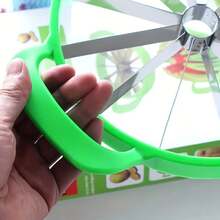 Stainless Steel Watermelon Slicer - Simple Manual Fruit Cutter, Suitable For Home And Restaurant; Kitchen Tool With Round Cutting Design - Green - View 5