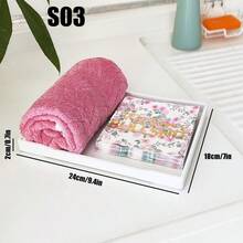 Rectangular Plastic Tray, Hotel Guest Room Water Cup Electric Kettle Tea Tray, Bathroom Toiletries Storage Tray - White - View 12