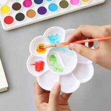 1pc Mini Flower Shape Plastic Paint Palette - Art Paint Tray For Watercolor, Acrylic And Gouache Oil Painting Mixing - Multicolor - View 10