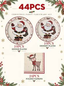 10/20pcs Christmas Disposable Paper Tableware Set (Includes 7" And 9" Plates, Cups, Napkins, Straws), Featuring Vintage Santa Claus, Reindeer, Gingerbread Man, Holly And Candy Cane Holiday Gift Patterns, Suitable For Christmas Parties, Holiday Dinners, Winter Celebrations And Festive Table Decor - Multicolor 4 - View 11