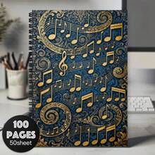 [Ideal Gift]Music Notebook, Teacher Appreciation Gift, Musician Writing Diary, Lined Paper, Flat Lay Spiral Binding, Subject Notebook, Pen Not Included - One Book (50 Pages, 100 Pages) - View 24