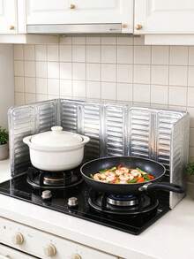 1/2/3/4 buah Pelindung Percikan Minyak Dapur, Layar Anti Lengket Aluminium, Pelindung Isolasi Panas Kompor, Alat Dapur untuk Memasak, Menggoreng, dan Memanggang, Perlengkapan Rumah & Perjalanan - View 7