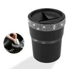 1pc Shiny Rhinestone Coin Storage Box, Creative Fashion Design, Mini Storage Container, Suitable For Car Cup Holder, Portable Car Coin Storage Bucket, Gift - Multicolor - View 14