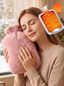 Autumn/Winter Warm Hand Warmer Bag, 2000ML/1000ML Size, Pink/Grey Optional - Multicolor - View 2