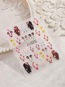 5D Embossed Cute Mouse & Cheese Nail Stickers, Cartoon Animal Self‑Adhesive Nail Decals, Kawaii DIY Manicure Nail Art Decorations - Multicolor - View 8