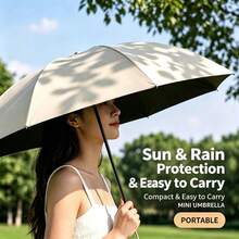 Capsule Ring-Buckle Sun & Rain Umbrella - Mini Foldable, 24 Fiber Black Steel Ribs, Thickened Black Coated UV Protection Fabric, Manual Open & Close, Convenient Hanging Ring Buckle Storage, Suitable For Shopping, Camping, Travel, Students, Business Trips, Commuting, Walking, Sun Protection, Rain Protection, Pocket Sun Umbrella, Dual-Use Sun & Rain Umbrella, Portable Storage Umbrella - Multicolor - View 2
