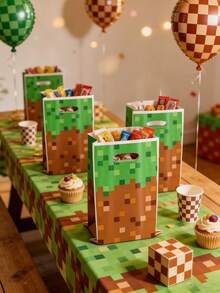 10PCS Pixel Tote Bags, Candy Bags Suitable For Birthday Party, Holiday Gifts Packaging, Party Table Decor, Theme Birthday Presents - Multicolor - View 5