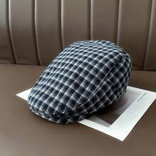 OBOVAY 1pc Men's Wool Plaid Newsboy Cap, Autumn New Vintage Artistic Flat Cap, Suitable For Daily Streetwear - Multicolor - View 11