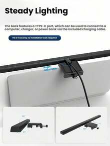 1pc LED Computer Monitor Hanging Light, Dimmable Night Lighting Screen Light, 3 Color Temperature Modes, Touch Control, USB Powered, Eye-Protection Reading Work Light, Suitable For Home Office Desktop PC Laptop, Ideal Choice For Programmers And Designers - Clip-on - View 11
