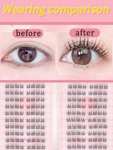 WANPIN 20-Row Reusable Glue-Free Eyelash Book, Segmented Cluster False Lashes For Beginners, Natural Thin Lightweight, Soft Comfortable Non-Irritating, Easy To Apply, Suitable For Daily Eye Makeup - C - View 2