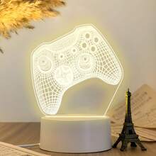 Game Controller Pattern Acrylic LED Night Light, USB Powered Warm Light Desktop Decor, Gaming Style Art Decoration, Cool Bedroom Dining Table Decor, Perfect Birthday Holiday Gift - Warm white light - View 2
