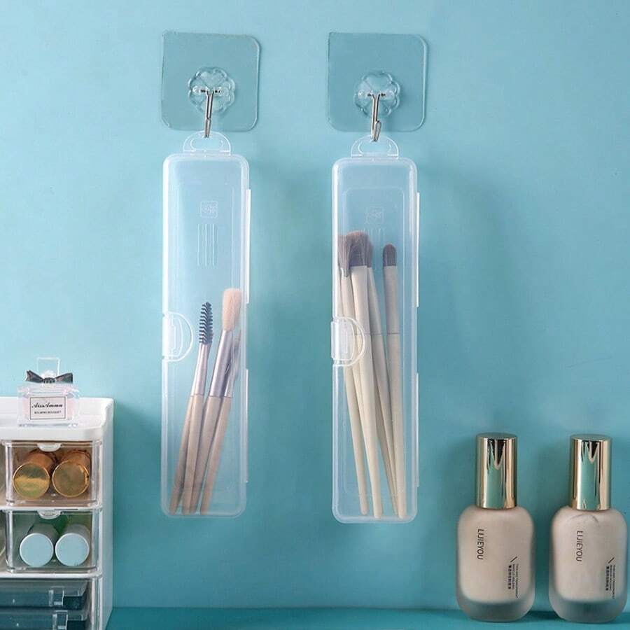 1pc Portable Transparent Travel Toothbrush Storage Box, Transparent Toothbrush Holder, Breathable Dust-Proof Toothbrush Cover, Toothpaste/Toothbrush Case, Toothbrush Protective Sleeve, Suitable For Home Daily Use, Outdoor Travel, Business Trip, Camping, Back To School