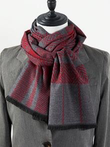 1pc Men's Water Ripple Pattern Office Street Casual Polyester (Polyester) Scarf Neck Warmer Autumn/Winter Warm Versatile Faux Cashmere Scarf For Suit And Coat - Multicolor - View 11