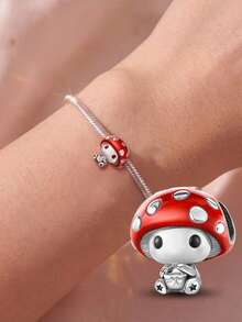 1pc Fashion Bright Red Heart Pendant Bead, Suitable For Women's Bracelet DIY Jewelry Making - Mushroom - View 7