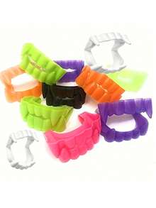 10/1pc Halloween Vampire Fangs Props, Multi-Color Glow In The Dark Teeth, Cosplay Costume Accessories, Fun Photo Props, Party Decor,Halloween - Multicolor - View 9