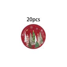 10/20/50/80 Pcs,Winter Holiday Merry Christmas Disposable Tableware Set,Red Green Christmas Tree Pattern 7 Inch & 9 Inch Paper Plates Napkins And 9oz Cups,Party Decor Supplies For Pre-Xmas Family Feast,Winter Solstice Dinner - Multicolor - View 13