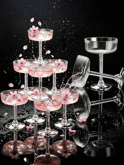 10/5/1 pieza Copas de champán transparentes, copas de martini, copas de vino, copas con tallo, copas de cóctel y flautas de champán, adecuadas para fiestas, picnics, cumpleaños, Día de San Valentín, Pascua y bodas
