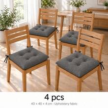 40 X 40 X 4 Cm Chair Seat Cushions, Square Polyester Chair Pads, 1, 2, 4 Or 6 Piece Packs, 8 Solid Colours - Dark Grey - View 5