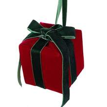 Velvet Christmas Gift Box Ornament, Red & Green Bow Christmas Tree Hanging Decoration, Holiday Decor - Multicolor - View 11