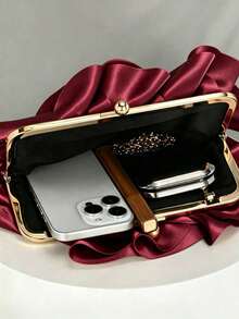 Women's Elegant Charming Petal Party Clutch, Ruffle Design Evening Bag, Suitable For Wedding/Vacation/Formal Party/Ball, Burgundy - Burgundy - View 5