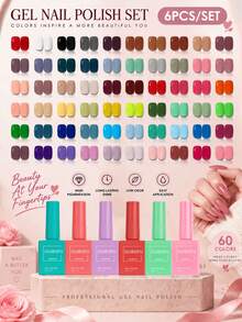 Set Kutek Gel 6 Warna dengan Botol yang Sesuai Warna, Cocok untuk Manikur Wanita di Musim Semi, Gugur, Dingin, dan Musim Panas, Manikur DIY di Rumah, Penataan Manikur Sehari-hari, Set Gel Warna-warni untuk Penggunaan Pribadi, Manikur di Rumah dan Desain Manikur Musiman - MultiWarna - View 2