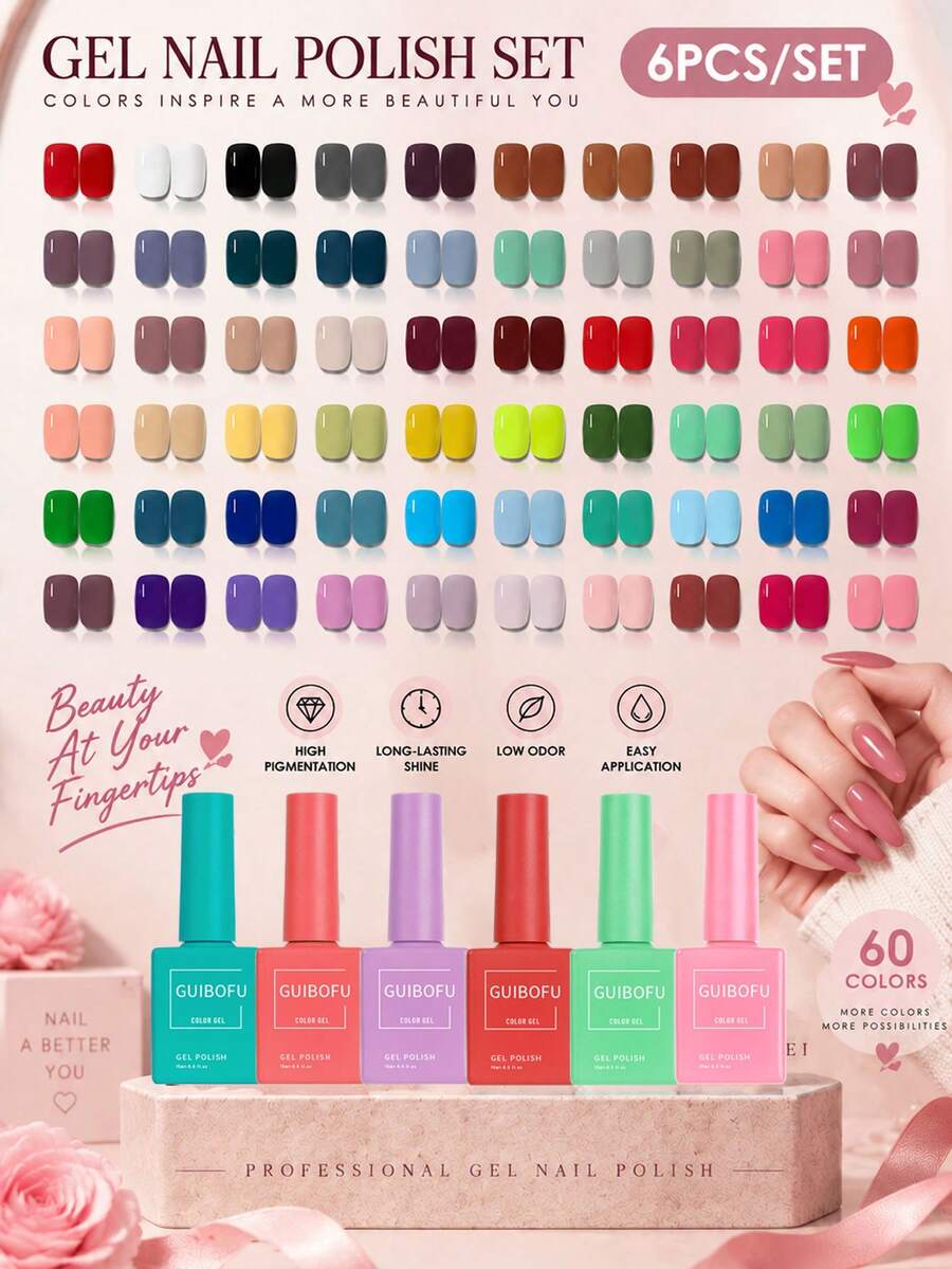 Set Kutek Gel 6 Warna dengan Botol yang Sesuai Warna, Cocok untuk Manikur Wanita di Musim Semi, Gugur, Dingin, dan Musim Panas, Manikur DIY di Rumah, Penataan Manikur Sehari-hari, Set Gel Warna-warni untuk Penggunaan Pribadi, Manikur di Rumah dan Desain Manikur Musiman