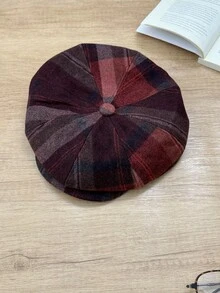 OBOVAY 1pc Men's Colorful Wool Vintage Octagonal Newsboy Cap, Autumn/Winter New Artistic Painter Hat, Fashion Forward Cap, Suitable For Daily Street Artistic Style - Multicolor - View 13