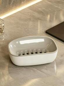 1pc Double Layer Soap Holder, Home Bathroom Draining Soap Dish, Large Double Layer Soap Storage Rack With Hollow Non-Slip Base, Laundry Soap Box, Double Layer Space-Saving Storage Rack For Bathroom Sink, Washbasin, Shower, Toilet - Various - View 7