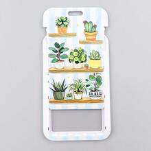 1 Piece Cute Potted Plant Print ID Badge Holder With Lanyard, Cartoon Cactus Card Holder For Work Student School Office, Lovely Gift - Multicolor - View 7