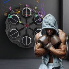 Intelligentes Musik-Boxtrainer-Wandgerät mit Bluetooth in Schwarz für Anfänger und Erwachsene, inklusive zwei Schutzhandschuhen, vier Saugnäpfen, vier Klettbändern und einer Batterie, vielseitig einsetzbar als Boxziel, Schlagpolster und Trainingsgerät für das tägliche Heimtraining zu Hause, Wandmontage. - Schwarz - Übersicht 4