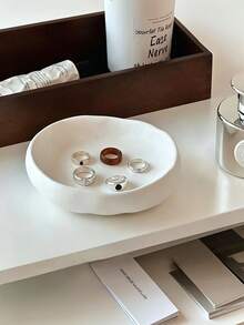 1 buah Baki Penyimpanan Dekoratif, Piring Perhiasan Keramik, Tempat Cincin Matte, Organizer Rias, Piring Perhiasan Meja, Aksesori Penyimpanan - MultiWarna - View 7