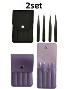 4pcs Stainless Steel Colorful Tweezers Set, High Precision Portable Eyebrow Removal Tool Set, Eyebrow Removal Beauty Makeup Tool, Purple, Pink And Black Optional (1pc/4pcs). Affordable Price, Suitable As Christmas Gift And More. Tweezers, Lash Artist Supplies, Eyelashes, Eyelash Tweezers - Multicolor - View 12