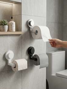 KOEMO 1pc Strong Suction Cup Toilet Paper Holder, Space-Saving Toilet Paper Roll Storage Rack, Reusable Suction Cup Design, Suitable For Bathroom/Shower Room, Ultra Non-Slip Design, Rust-Proof Plastic Material, Fits All Roll Sizes - View 13