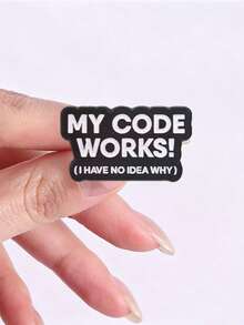 1pc Geek Coding Slogan Brooch, Humorous Coder Enamel Pin, Aesthetic Clothing Bag Accessory For Tech Fans - Multicolor - View 7