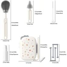6-In-1 Baby Bottle Cleaning Set, Nipple Brush, Straw Brush, Bottle Drying Rack, Multi-Functional Portable Lightweight Easy Storage Bottle Cleaning Tools, Travel Baby Bottle Cleaning Set - Multicolor - View 3