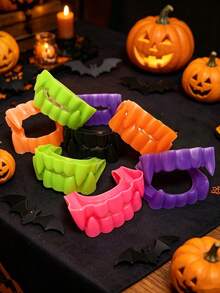 10/1pc Halloween Vampire Fangs Props, Multi-Color Glow In The Dark Teeth, Cosplay Costume Accessories, Fun Photo Props, Party Decor,Halloween - Multicolor - View 4