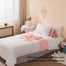 Cute Ribbon Duvet Cover Set - White & Pink Bow Design - 100% Soft Polyester - Hand-Tied Bows - Includes 1 Duvet & 1/2 Pillowcases (Multiple Sizes) - Pink Jade - View 13