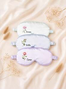 Luxury Personalized Sleep Mask, Satin Eye Mask, Customizable Name, Elegant Floral Pattern, Gift For Her, Birthday Gift, Self-Care Gift - Multicolor - View 3