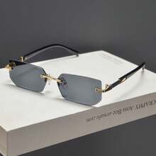 1 Pair Men's Casual Vintage Rimless Square Black Fashion Glasses, Suitable For Daily Wear, Summer Beach, Decoration, And Street Style. - Multicolor - View 3