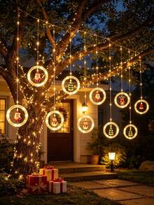 1 buah Rangkaian Lampu Hias Natal Bentuk Cincin Harapan - Lampu Peri LED, Menampilkan Pola Santa Claus, Manusia Salju, Rusa Kutub, Pohon Natal, dan Little Red Riding Hood, Ditenagai USB, 8 Mode Peredupan, Cocok untuk Pesta Natal, Hadiah Liburan, Dekorasi Rumah, Kamar Tidur, Ruang Tamu, Hadiah Tahun Baru, dan Pernikahan - MultiWarna - View 8