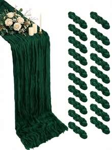 Jade Green Cheesecloth Table Runner, Bohemian Country Style Semi-Sheer Gauze Table Runner, Suitable For Wedding, Bridal Shower, Baby Shower, Farmhouse Style Dining Table Decor, Party Table Centerpiece, Wedding Favor, Solid Color Table Runner - Multicolor - View 2