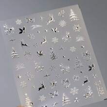 1片水晶鑽 3D 白色花朵美甲貼紙，雪花珍珠鏈浮雕美甲飾品貼，優雅白色花朵美甲裝飾 - 彩色 - 查看 6